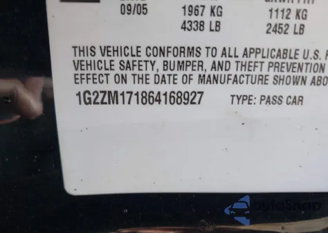 2006 Pontiac G6 Gtp из США, поврежденный, VIN 1G2ZM171864168927